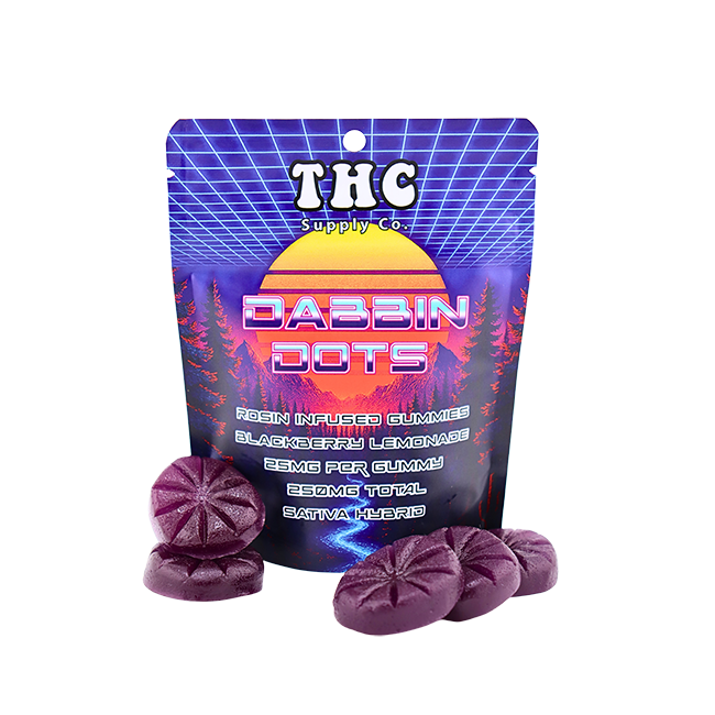 *THCSC Dabbin Dots Rosin Gummy 25mg D9 10pk / Sativa Hybrid / Blue Dream Blackberry Lemonade